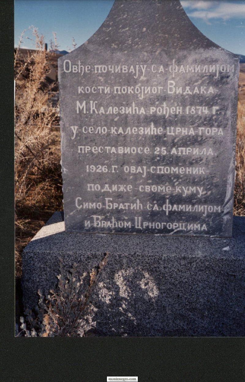 Cyrillic gravestone of Vidak M. Kalezich at Bearcreek Cemetery