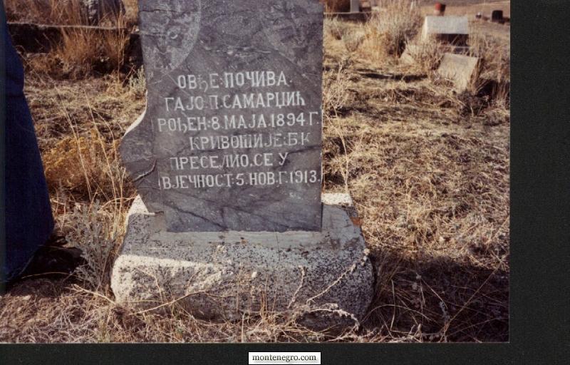 Cyrillic gravestone of Gajo Samardzic at Bearcreek Cemetery