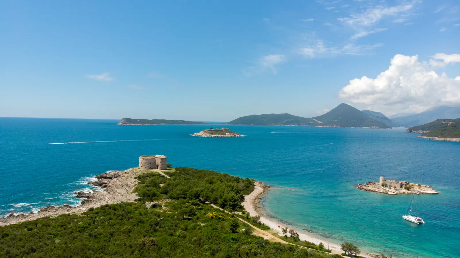 Arza fortress and the islands off Mirište on the Luštica coast