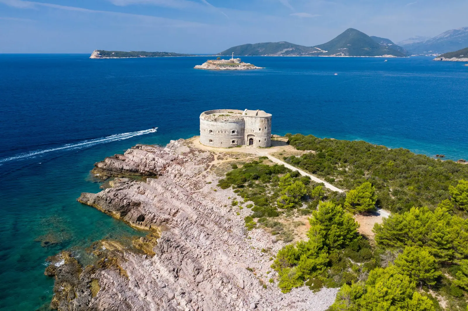 Fort Arza on Luštica overlooking the fortified entrance to the Bay of Kotor