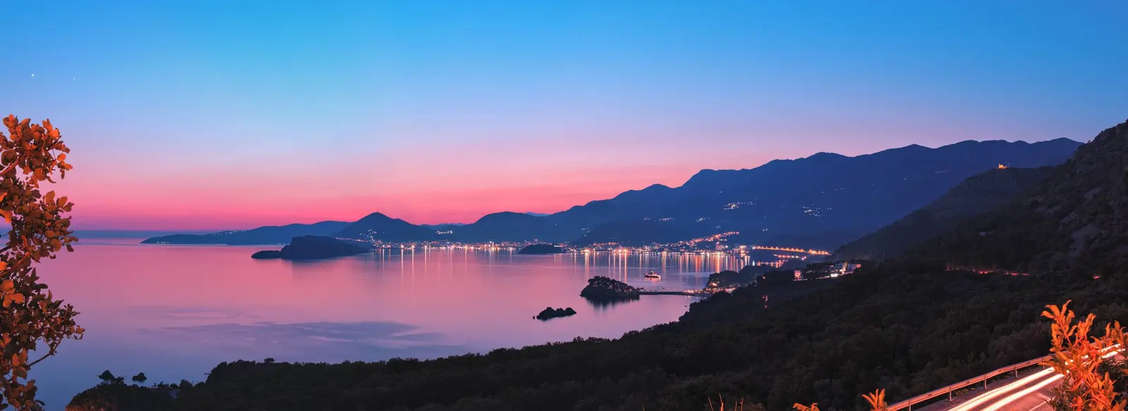 Budva St Stefan Sunset Purple, Montenegro
