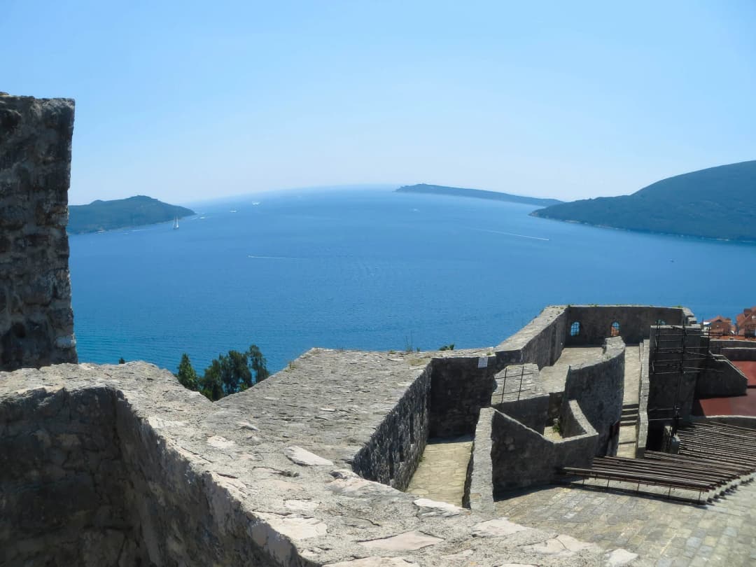 View over the entrance of the Bay of Kotor from the ramparts of Kanli Kula